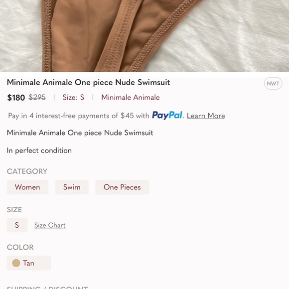 NWT Minimale Animale Nude Thong Swim Suit One Piece Bathing suit skin tone - Picture 14 of 15